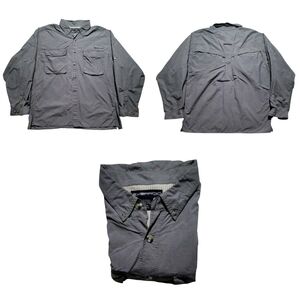 Exofficio Fishing Shirt Mens XL Vented Gray Long Sleeve Button Down EUC